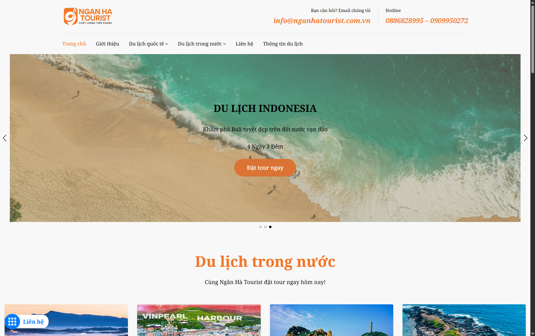 tôi đã hoàn thành trang web trong 2 tuần cho ngân hà tourist
